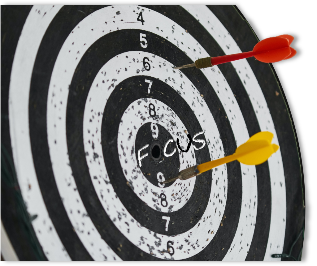 Focus How to Succeed - Dartboard with the word Focus on the bull's eye