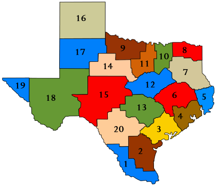 Map of the Educational Learning Centers in Texas - Benefits of Networking for Educators.