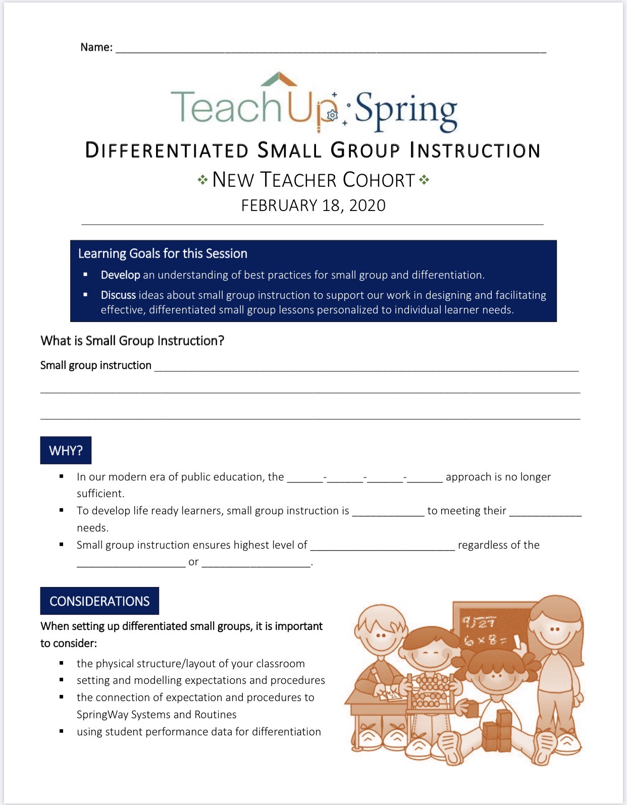 Course guide for a training on differentiated small group instruction.